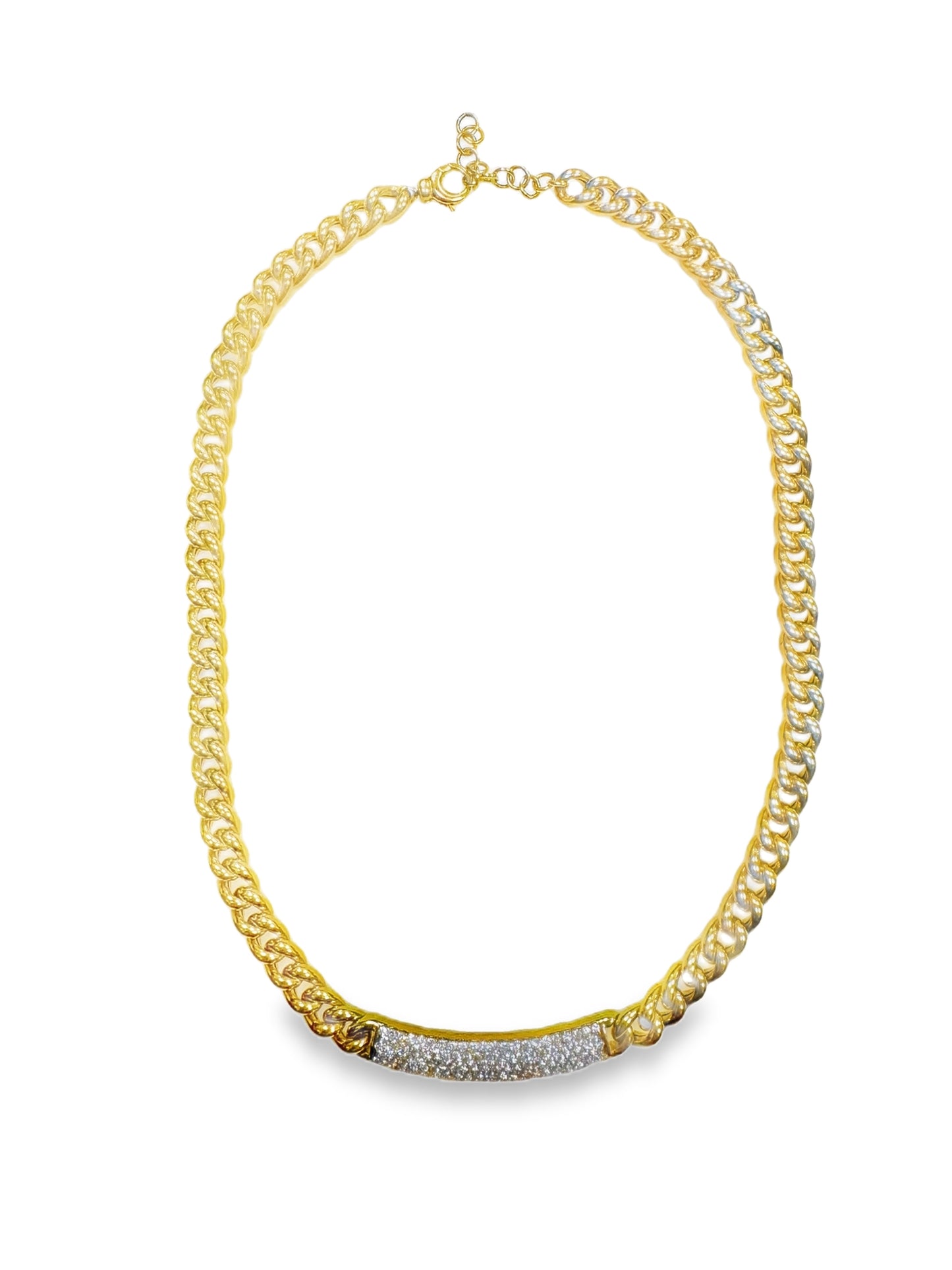 1.93CT Diamond Bar Plain Chain 18k Yellow Gold Necklace