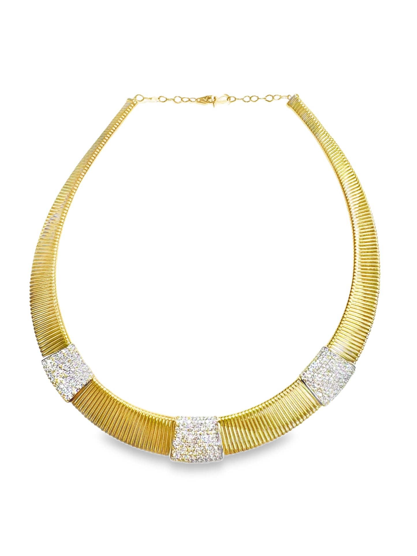4.29Ct Diamond & Plain 14k Yellow Gold Necklace
