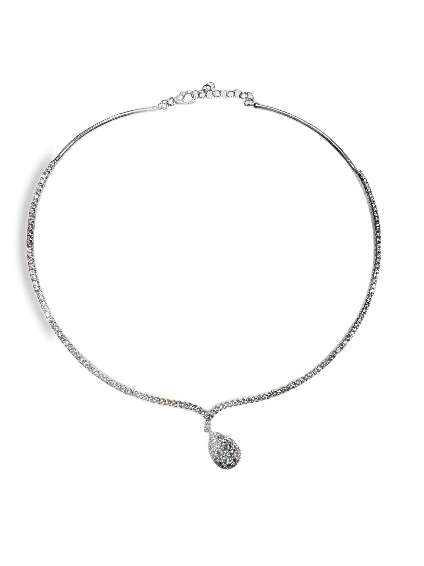 1.65Ct Diamond Pear Necklace 14K White Gold