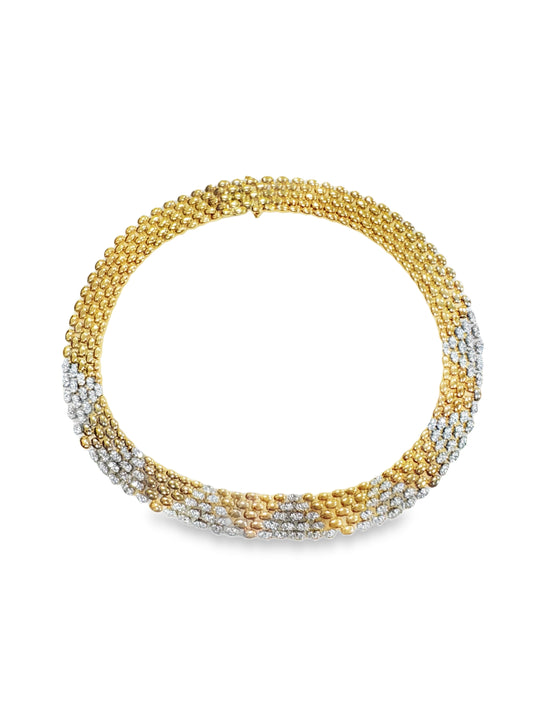 9.41CT Diamond and Plain Gold 14k Two Tone Necklace