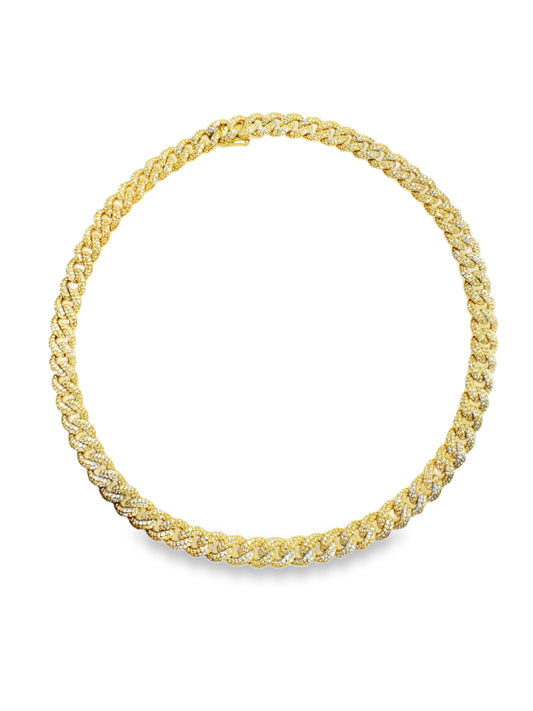 10.75CT Diamond Cuban Chain Necklace 14k Yellow Gold