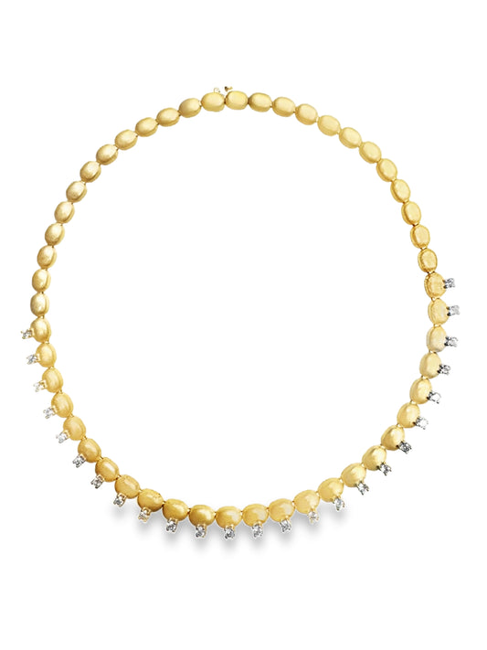 2.36CT Diamond with Plain Ball 14k Yellow Gold Necklace