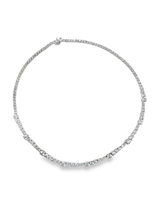 12.61CT Diamond 14k White Gold Necklace