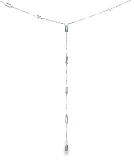 1.20CT Mixed Sapphire 14k white Gold Pendant