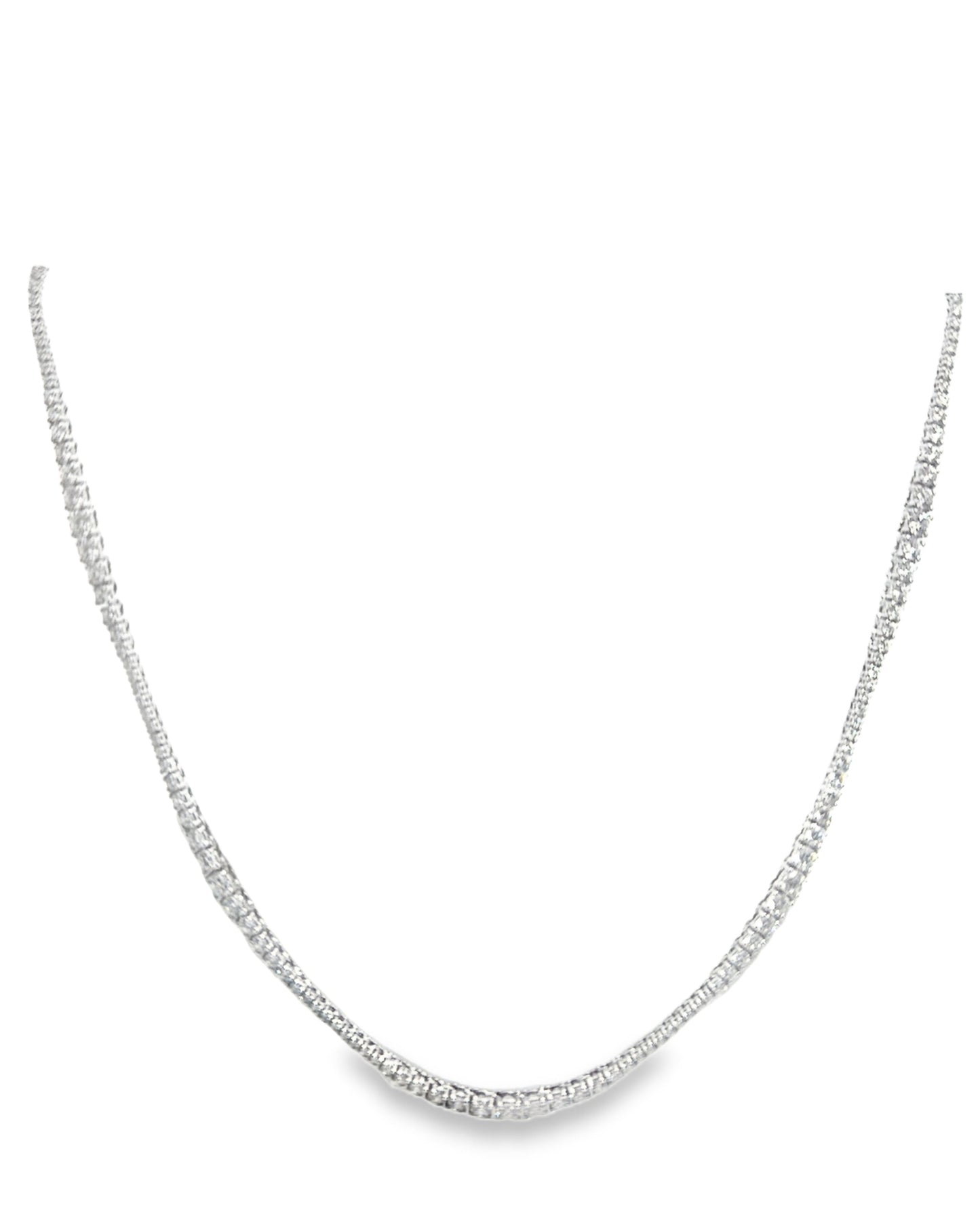 7.57CT Diamond 4 Prong Graduated Tennis 14k White Gold Necklace