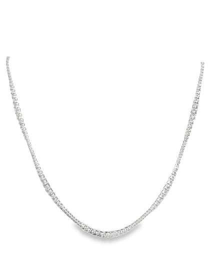 7.57CT Diamond 4 Prong Graduated Tennis 14k White Gold Necklace