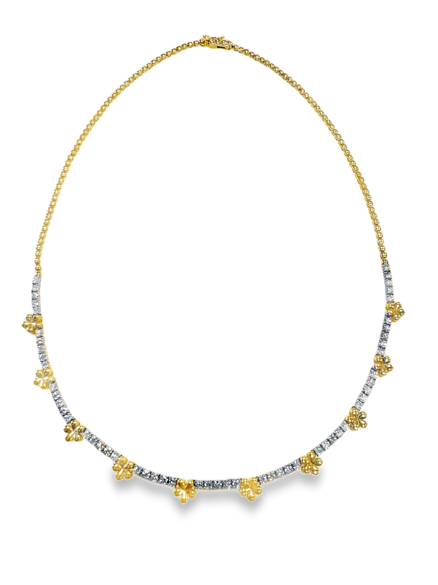 2.74Ct Diamond Flower Necklace 14K Yellow Gold