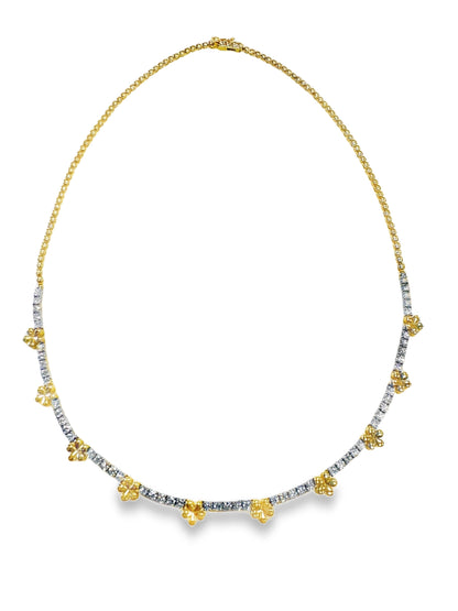 2.74Ct Diamond Flower Necklace 14K Yellow Gold