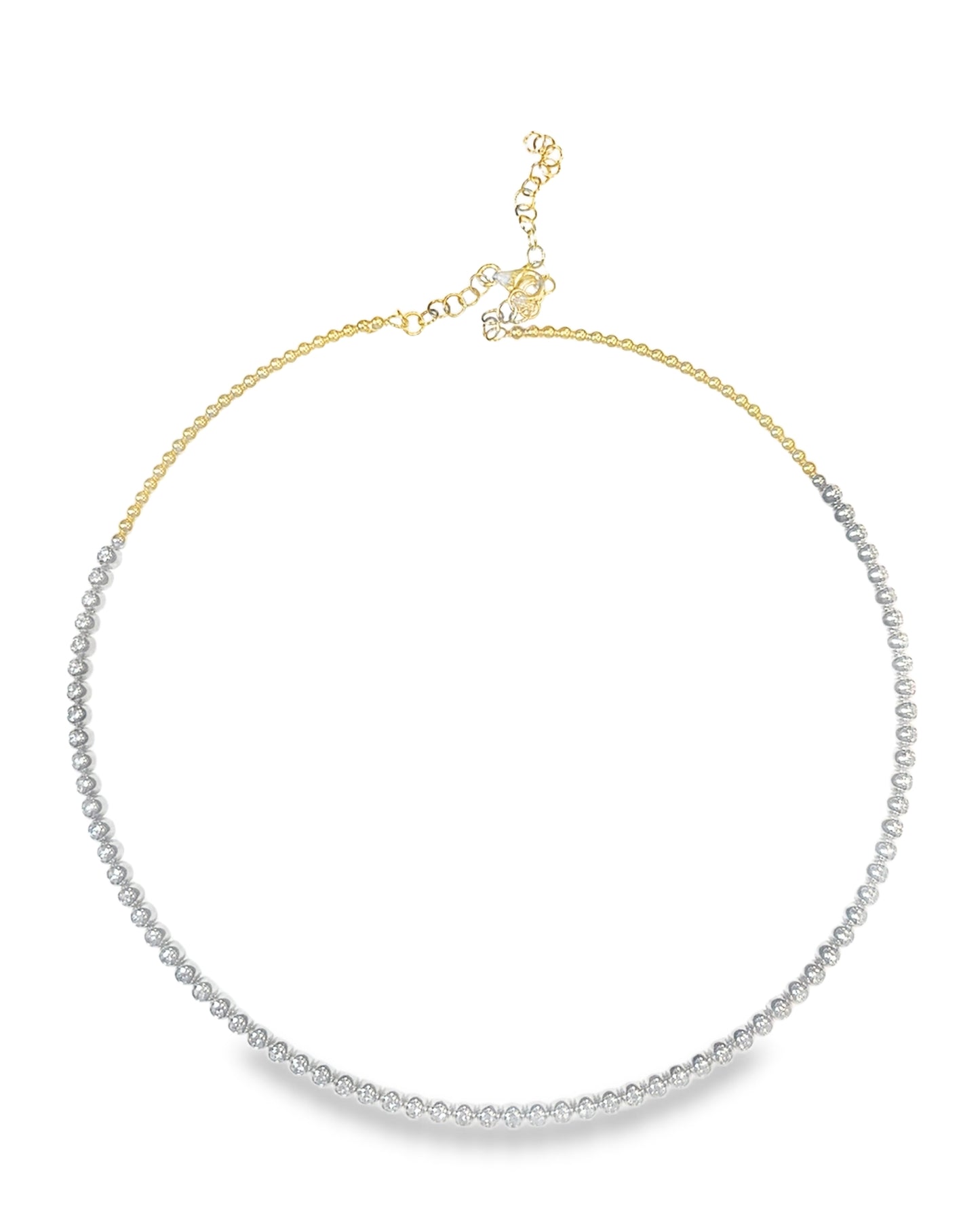 2.17ct Diamond Bezel and Plain Necklace 18k Yellow two tone Necklace
