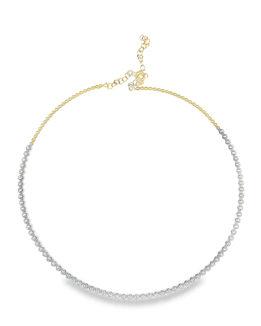 2.17ct Diamond Bezel and Plain Necklace 18k Yellow two tone Necklace