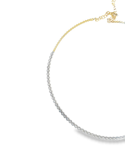 2.17ct Diamond Bezel and Plain Necklace 18k Yellow two tone Necklace