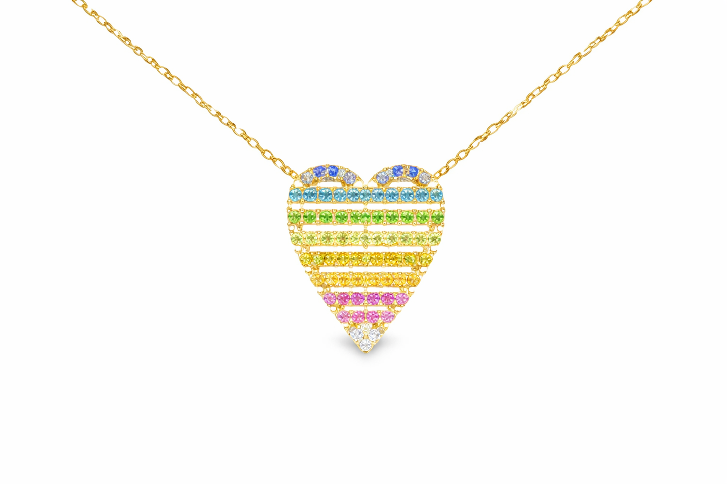 0.66CT Multi Sapphire Pendant 14k Yellow Gold