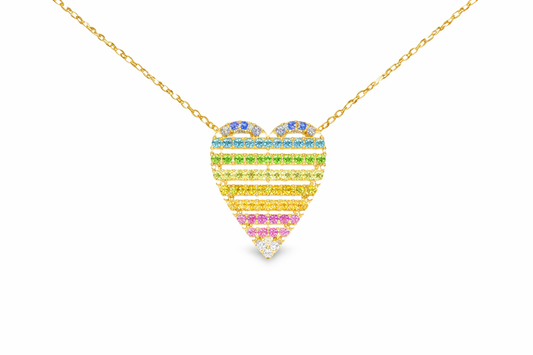 0.66CT Multi Sapphire Pendant 14k Yellow Gold