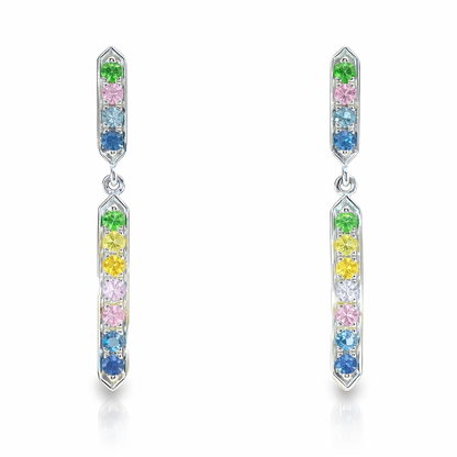 0.35CT Mixed Sapphire 14k White Gold Earring