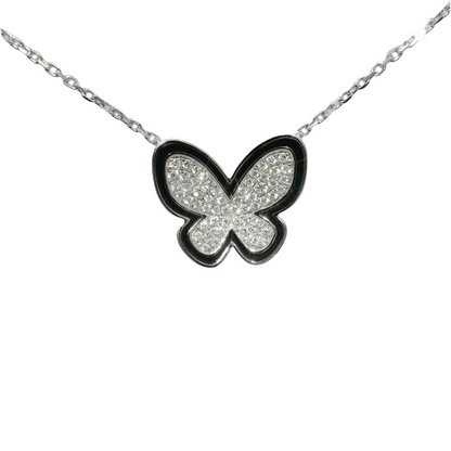 0.50 CT Studded Butterfly Pendant 14K Gold
