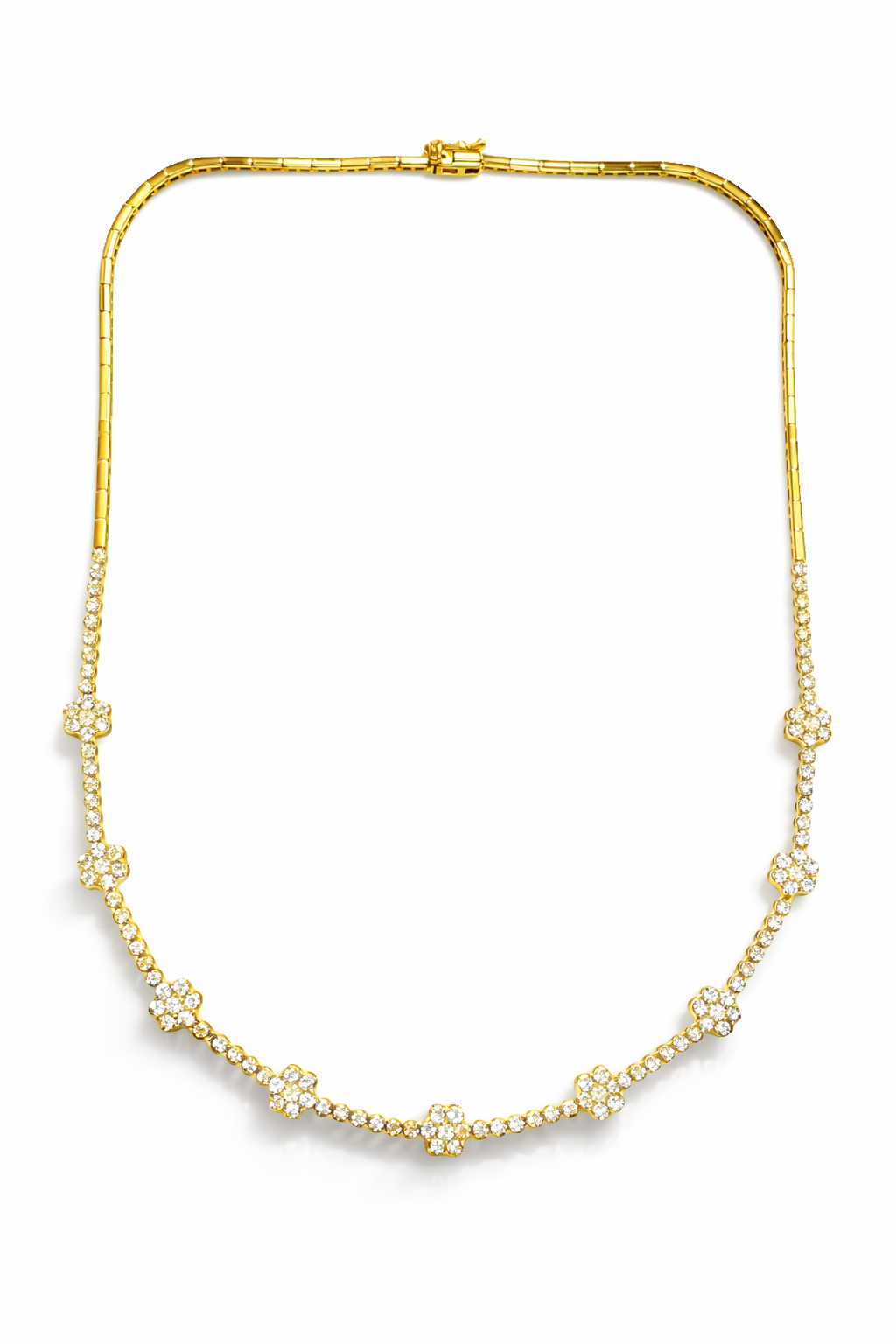 2.91CT Diamond Flower Necklace 14K Yellow Gold