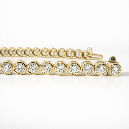 9.32CT Lab Bezel Tennis Bracelet 14K Yellow Gold