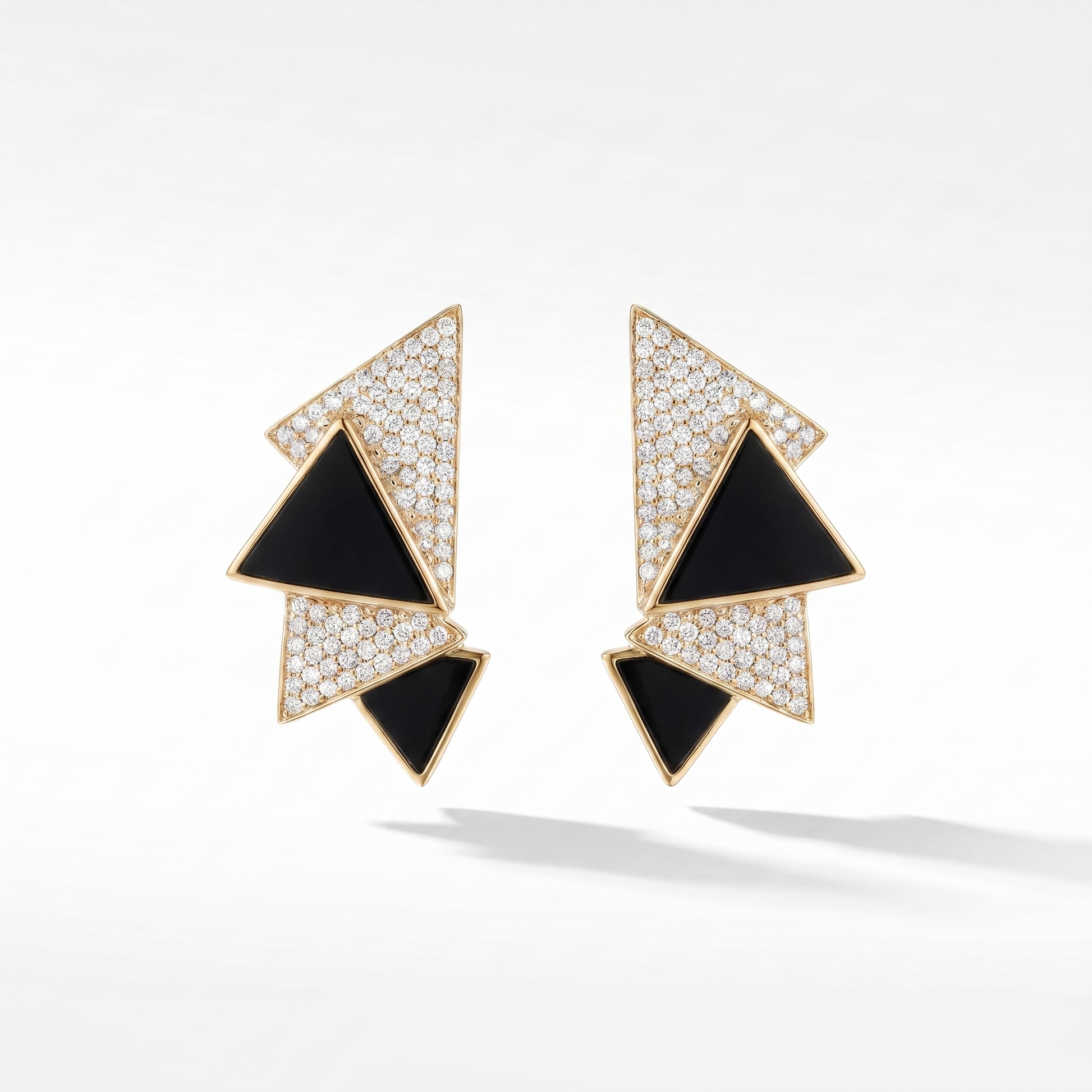 Deco Cascade Diamond & Gemstone Earrings - Black Onyx