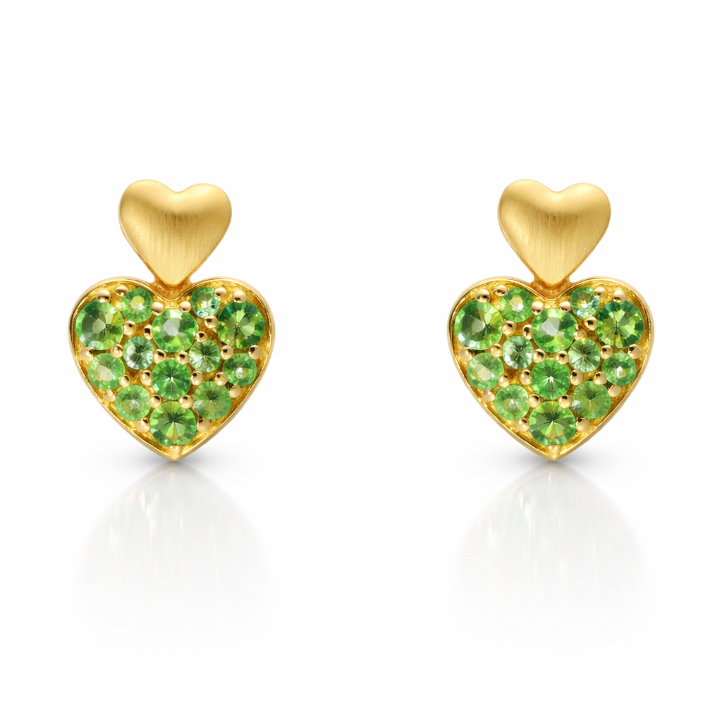 0.64CT Green Sapphire 14k Yellow Gold Earring