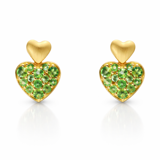 0.64CT Green Sapphire 14k Yellow Gold Earring