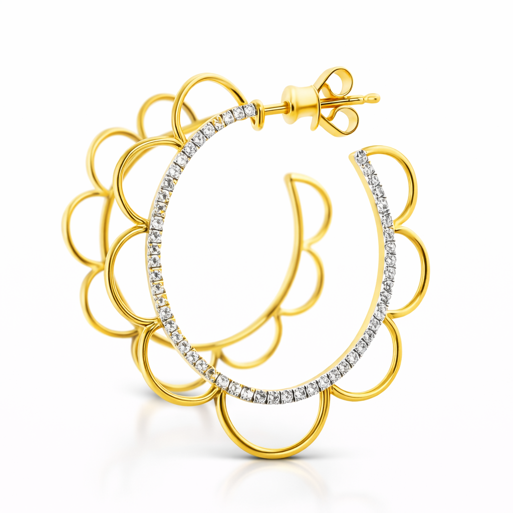 0.33CT Diamond  18k Yellow Gold Earring