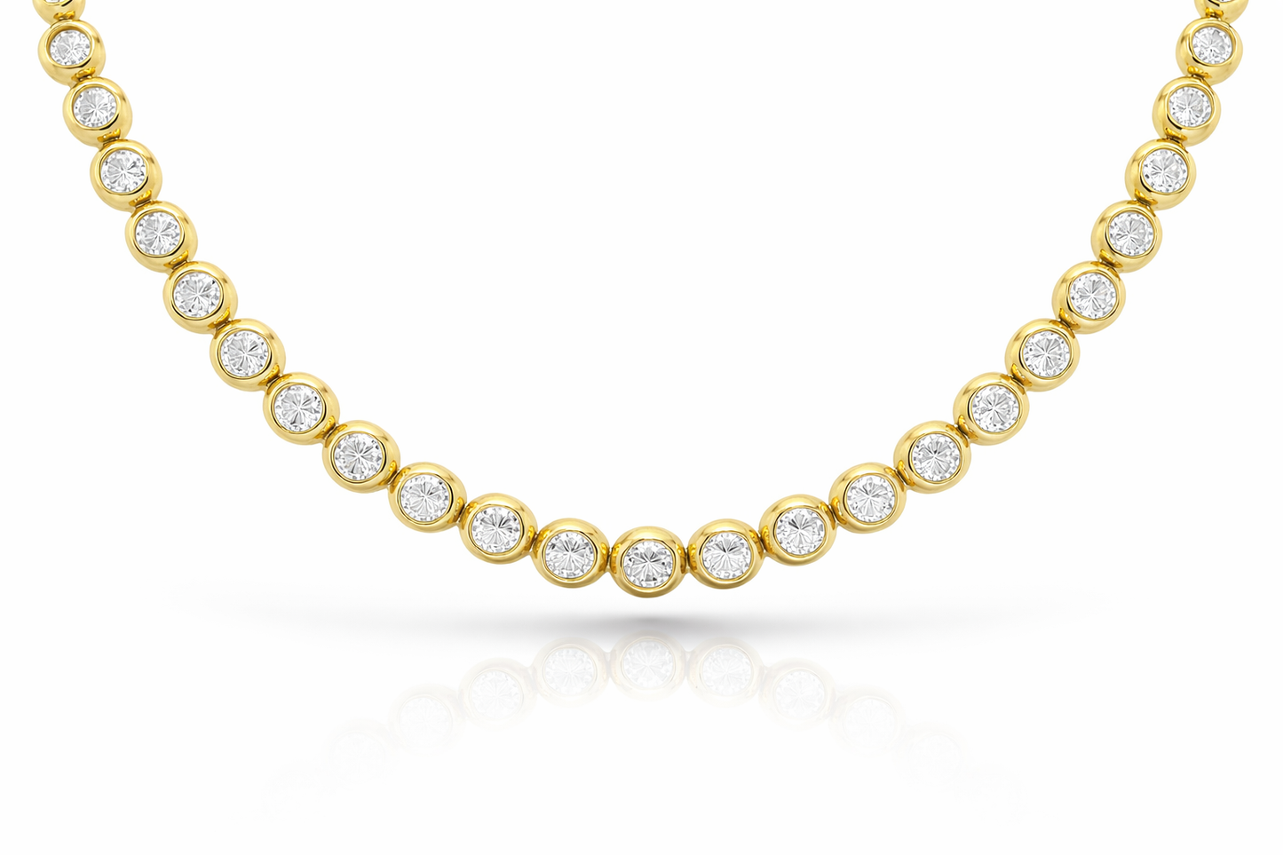 10.10 CT Diamond Bezel Necklace 14K Yellow Gold