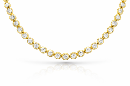 10.10 CT Diamond Bezel Necklace 14K Yellow Gold