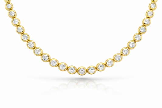 10.10 CT Diamond Bezel Necklace 14K Yellow Gold