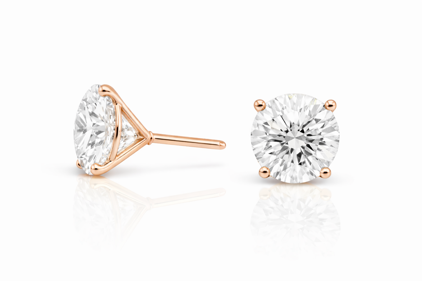 Lab Grown Diamond Martini Stud Earrings IGI Certified 14K Gold Round Diamond Studs| VVS Clarity D Color