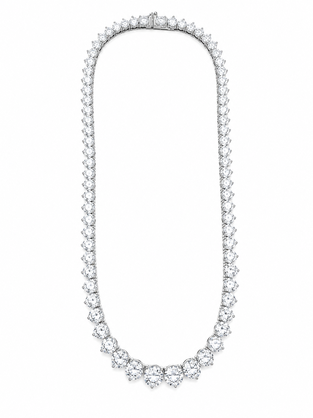 32.95CT Diamond Graduated Tennis Necklace