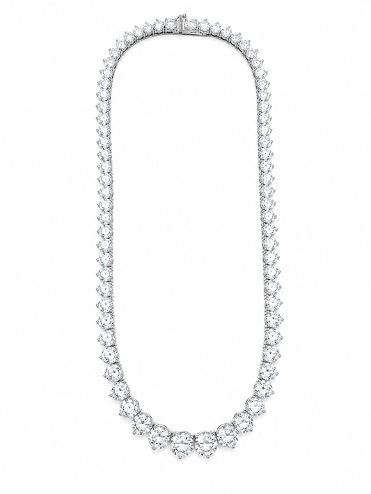 32.95CT Diamond Graduated Tennis Necklace