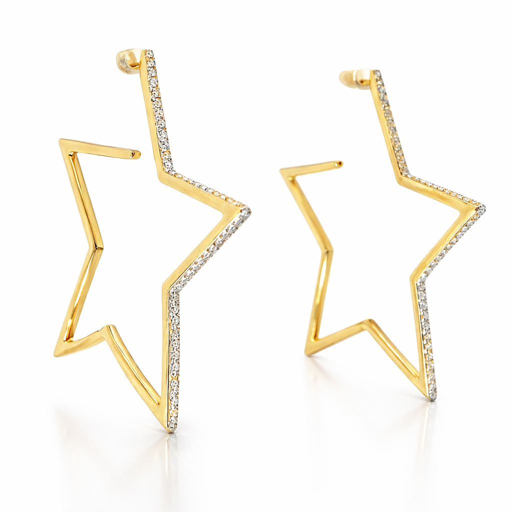 0.30CT Diamond HOOP 14k Yellow Gold Earring