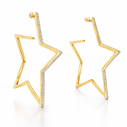 0.30CT Diamond HOOP 14k Yellow Gold Earring