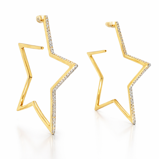 0.30CT Diamond HOOP 14k Yellow Gold Earring