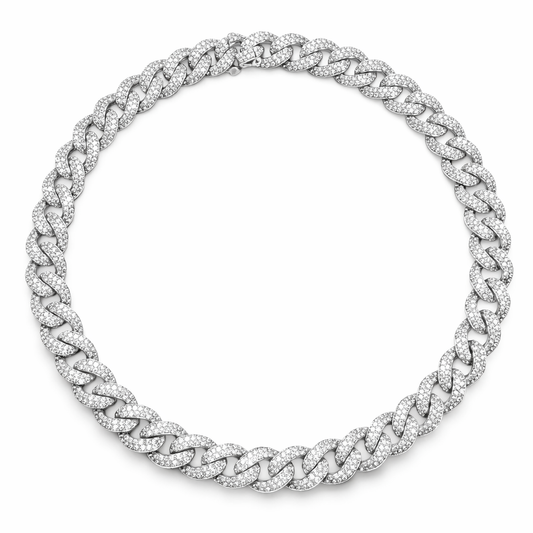 15.30CT Diamond Chain 14k White Gold Necklace