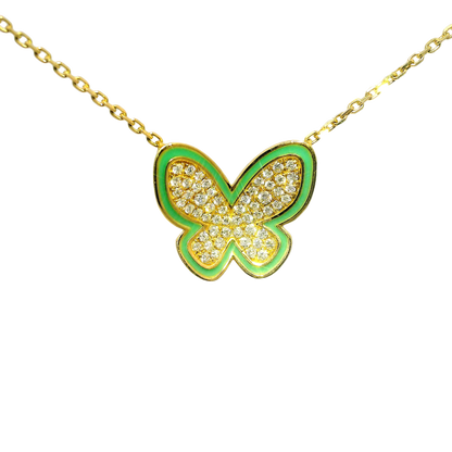 0.50 CT Studded Butterfly Pendant 14K Gold