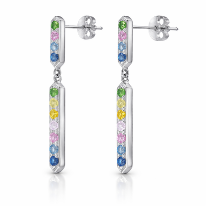 0.35CT Mixed Sapphire 14k White Gold Earring