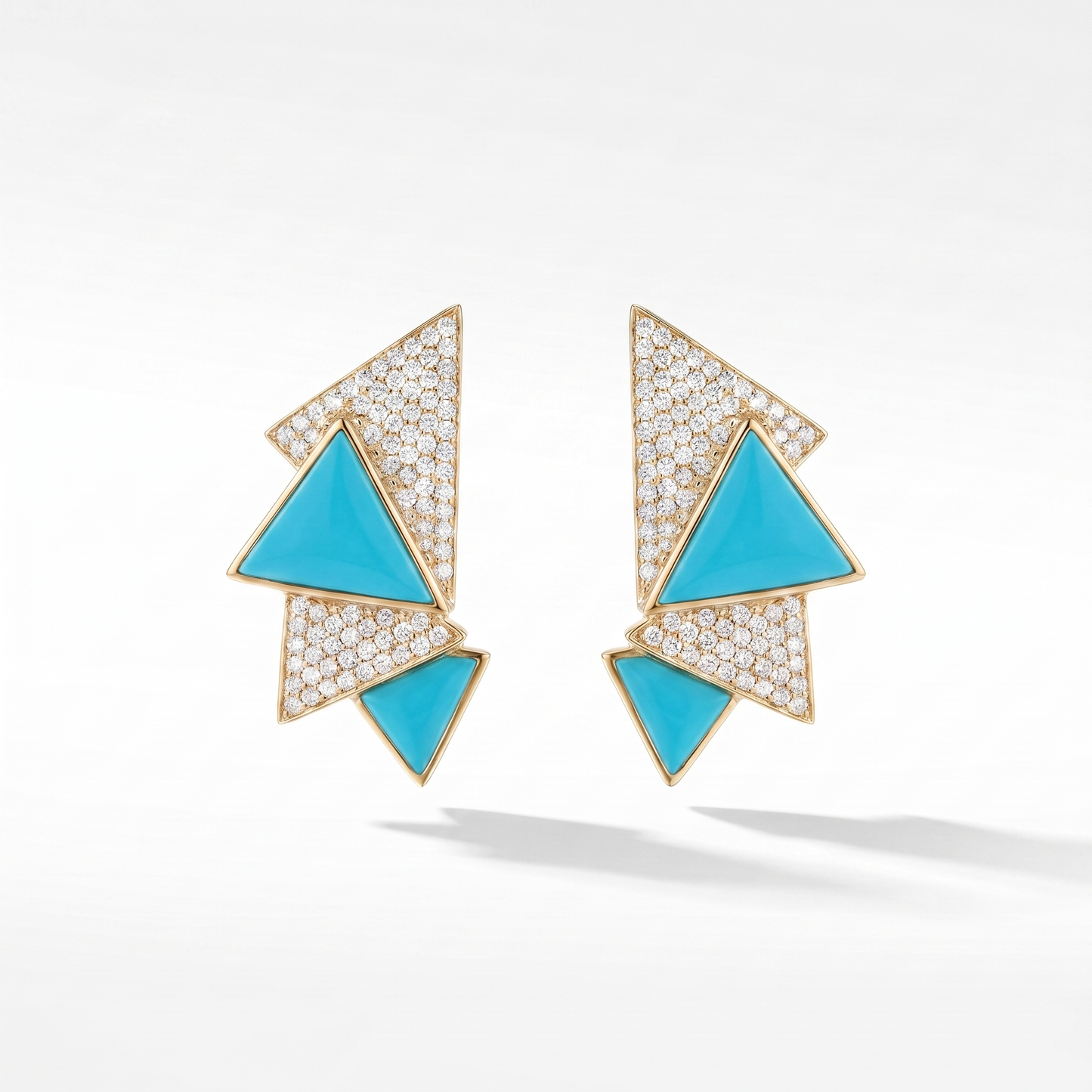 Deco Cascade Diamond & Gemstone Earrings - Turquoise