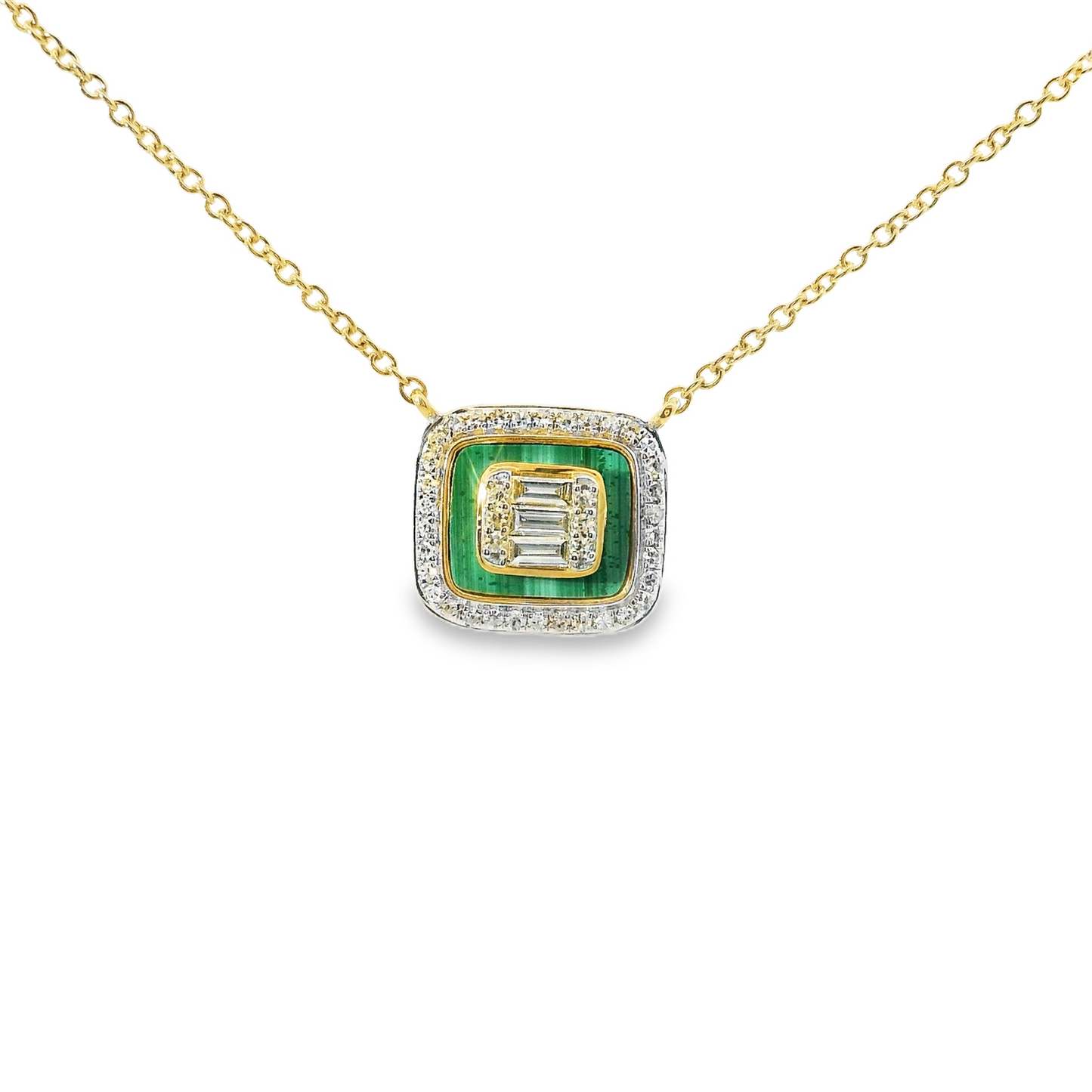 0.10 CT Emerald Shaped Pendant 14k Gold