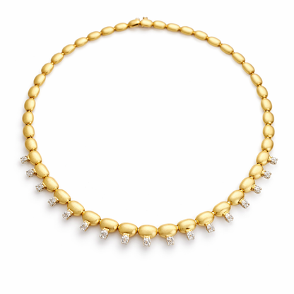 2.36CT Diamond with Plain Ball 14k Yellow Gold Necklace
