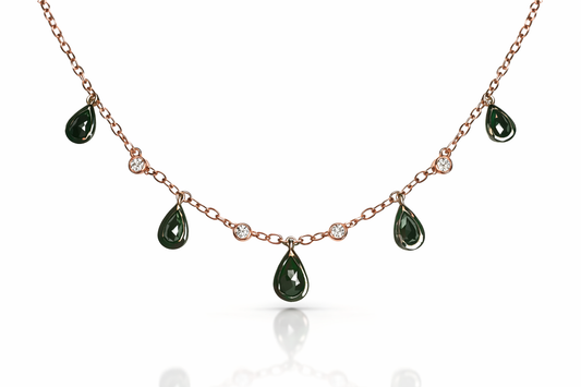 0.17CT diamond 1.08CT Black Diamond 18k Rose Gold Necklace