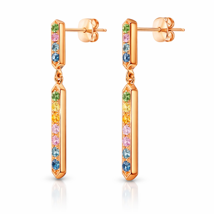 0.35CT Mixed Sapphire 14k Rose Gold Earring