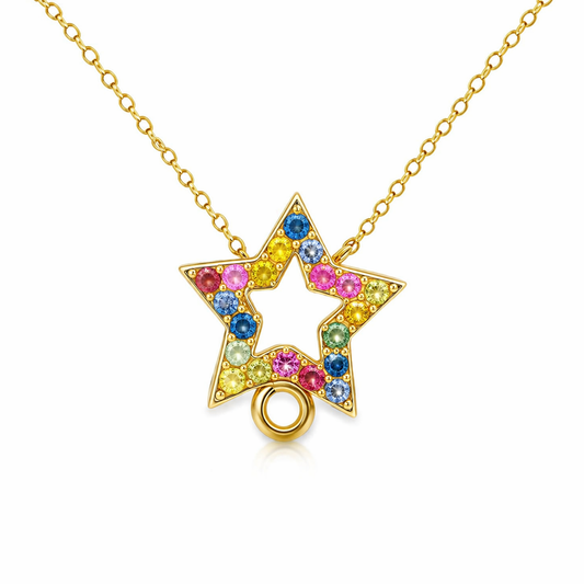 0.55CT Mixed Sapphire Pendant 14k Yellow Gold
