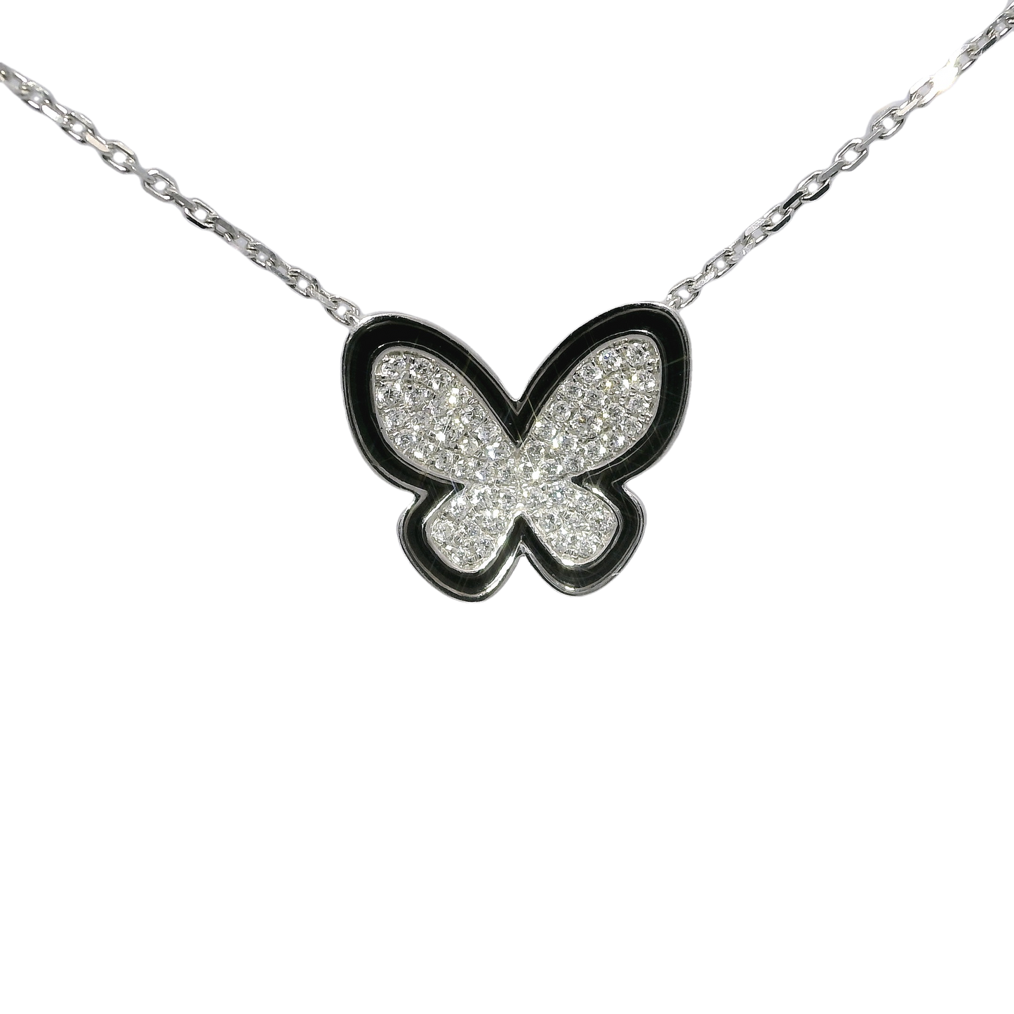 0.50 CT Studded Butterfly Pendant 14K Gold