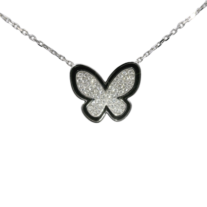 0.50 CT Studded Butterfly Pendant 14K Gold