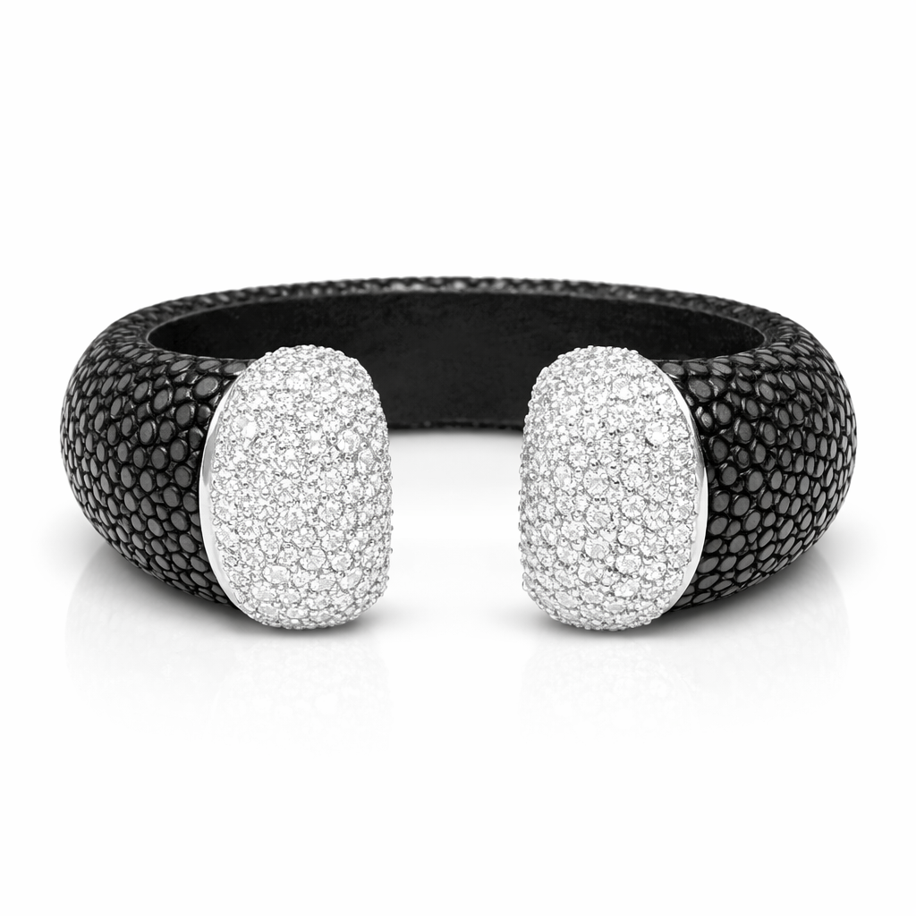 Stingray Cuff Bangle 2.77CT Diamond 14K White Gold