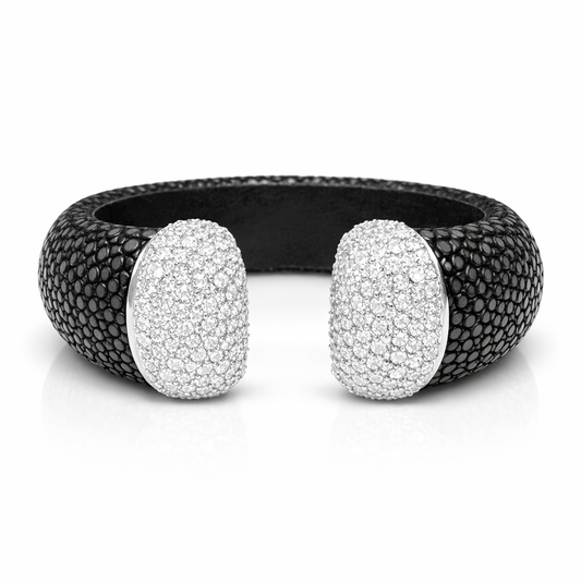 Stingray Cuff Bangle 2.77CT Diamond 14K White Gold