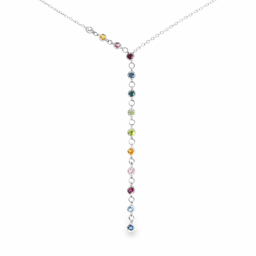 0.40CT Mixed Sapphire 14k white Gold Pendant