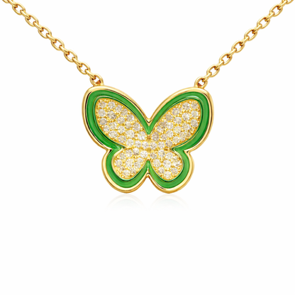 0.50 CT Studded Butterfly Pendant 14K Gold