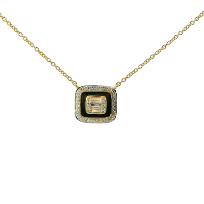 0.14 CT Diamond with Black Onyx Pendant 14k Gold